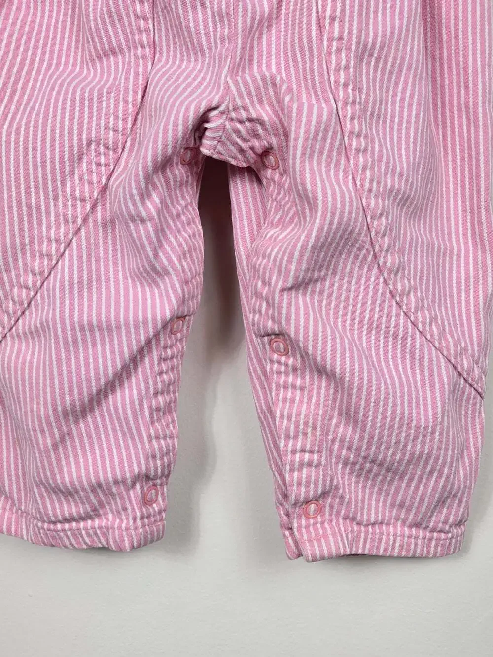 Vintage OshKosh B’Gosh Overalls 24M Pink Stripe Baby Girls Railroad